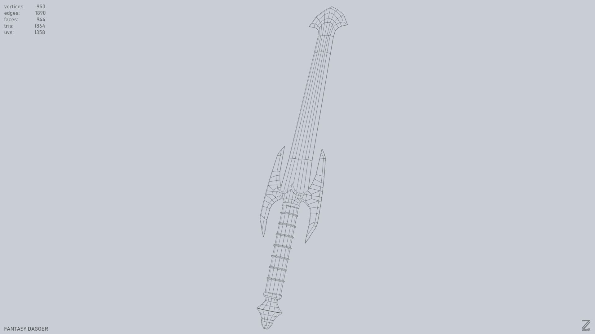 Fantasy dagger Low-poly 3D model_15