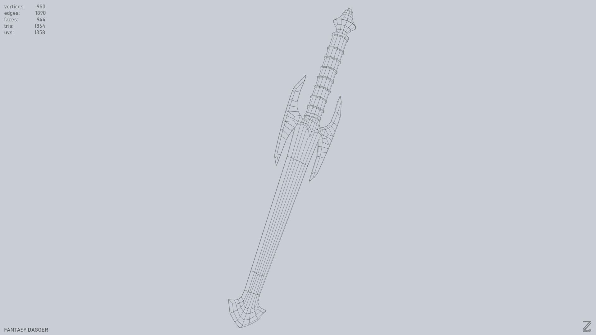 Fantasy dagger Low-poly 3D model_12