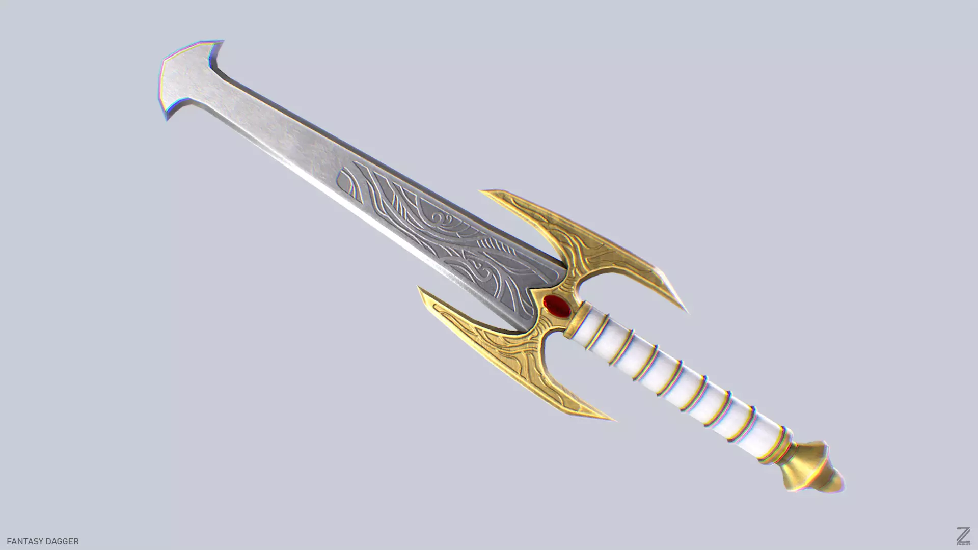 Fantasy dagger Low-poly 3D model_0
