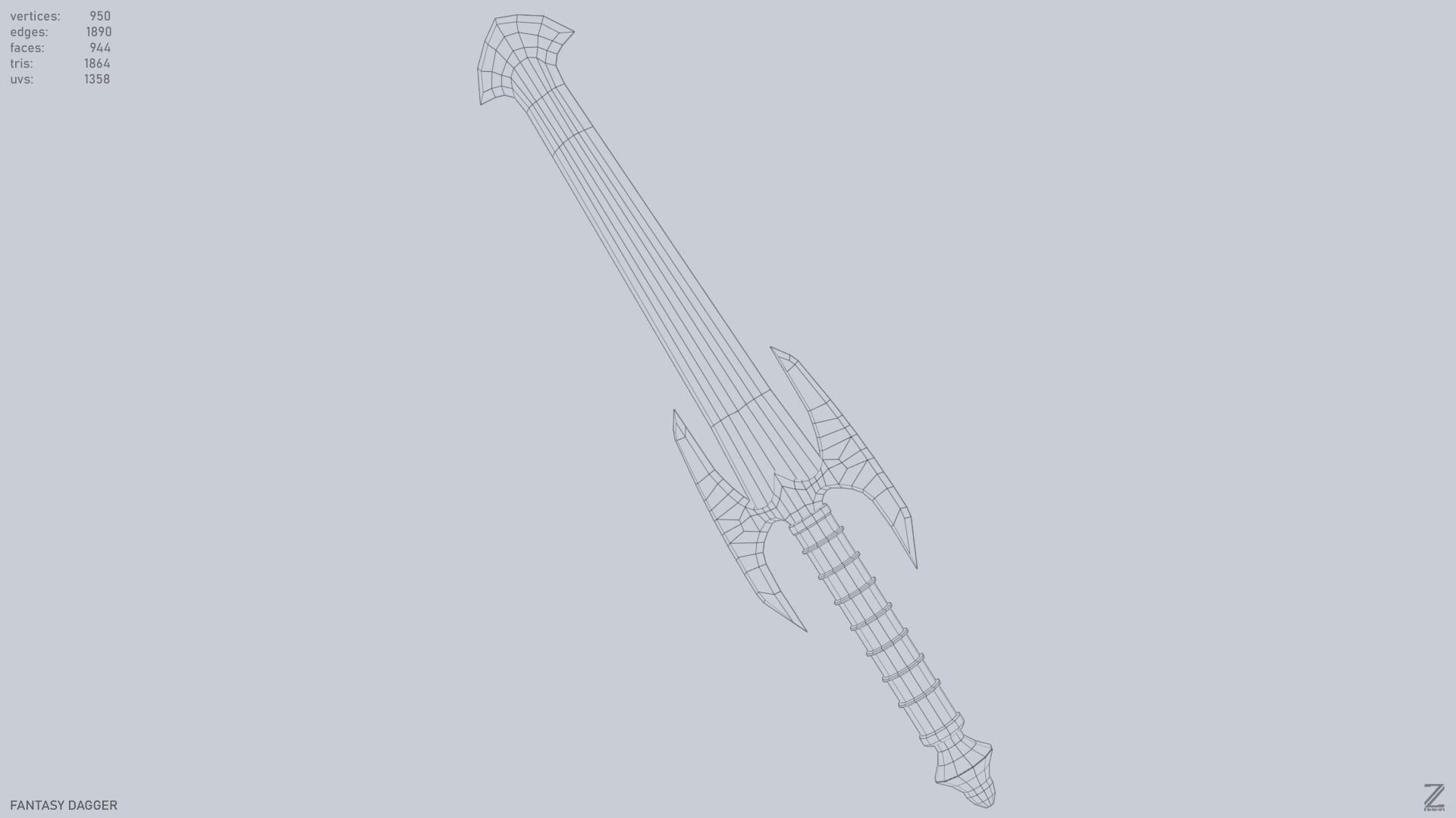 Fantasy dagger Low-poly 3D model_10