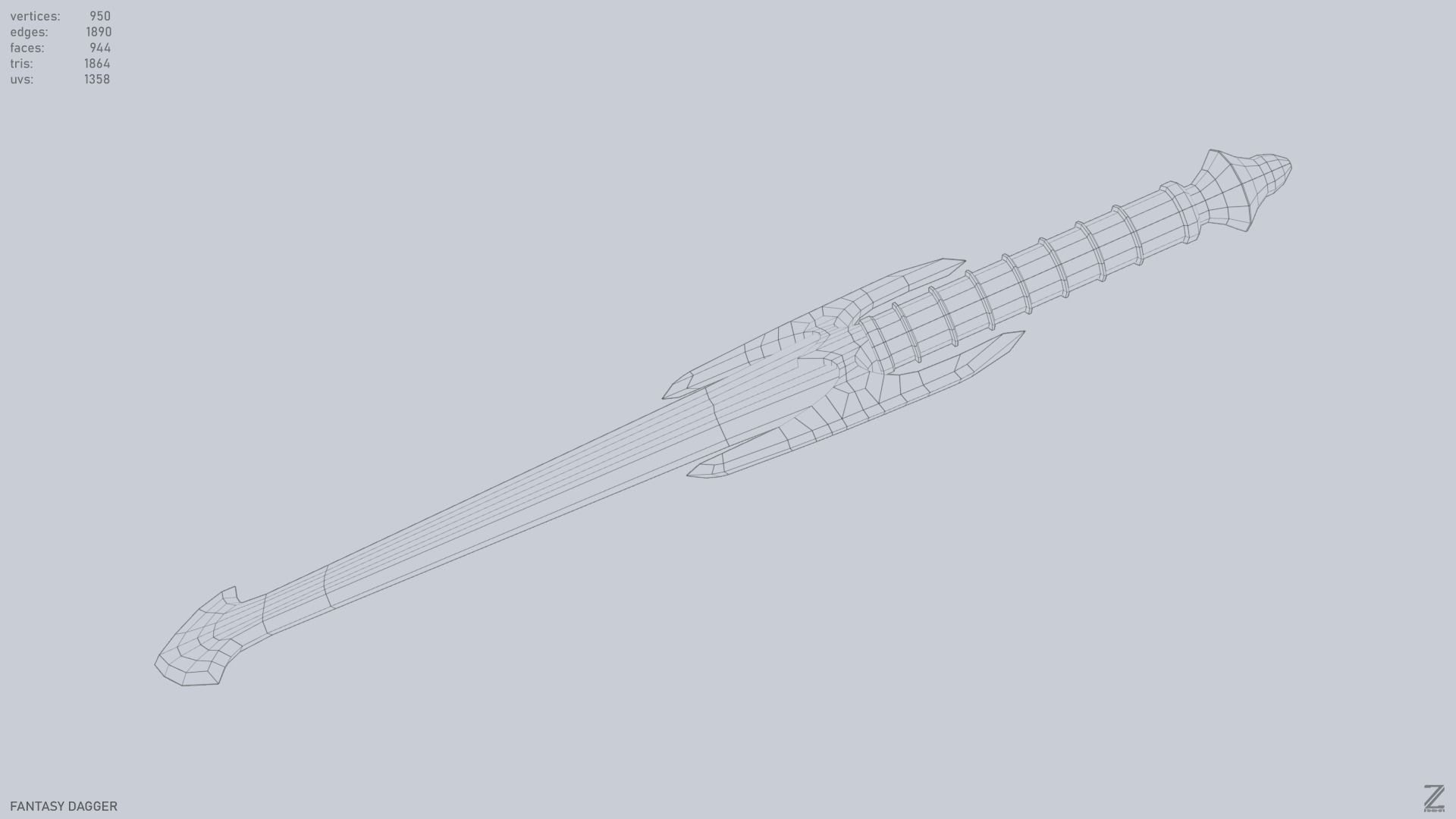 Fantasy dagger Low-poly 3D model_11