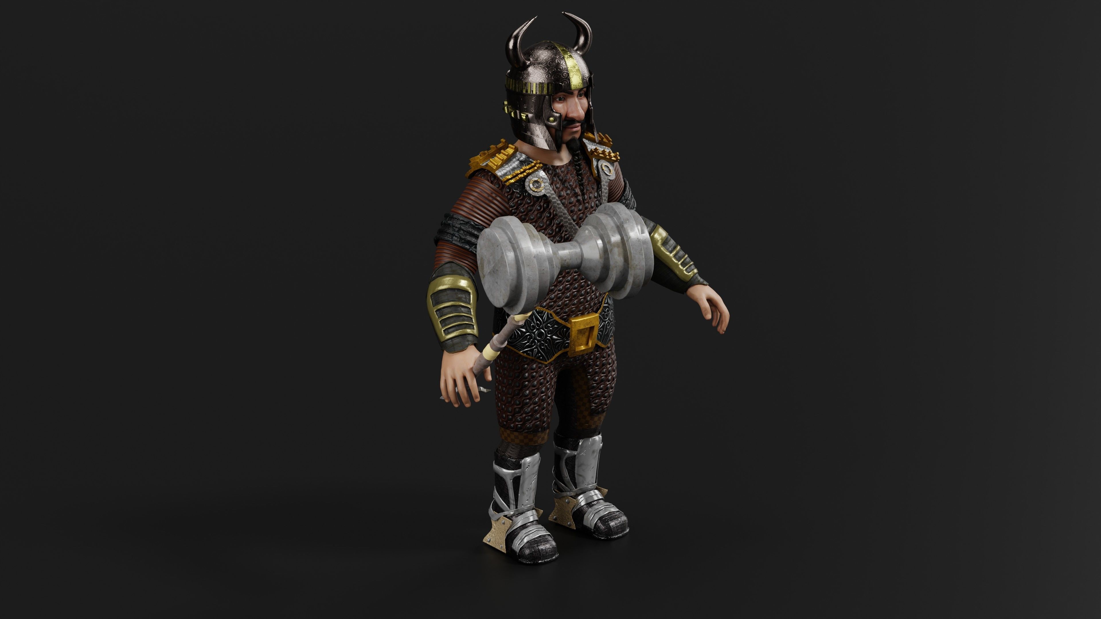 Dwarf Low-poly 3D model_3