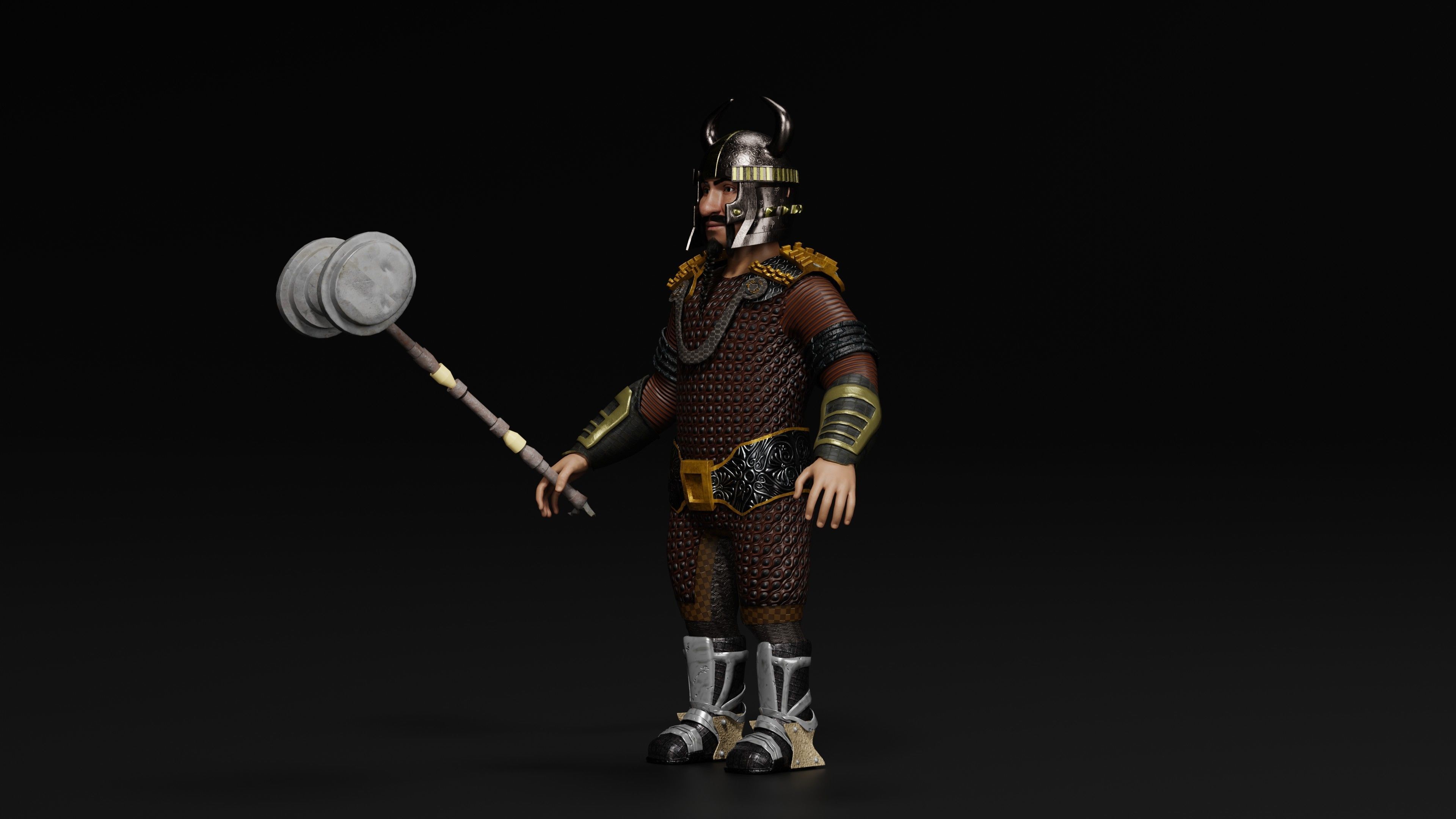 Dwarf Low-poly 3D model_4