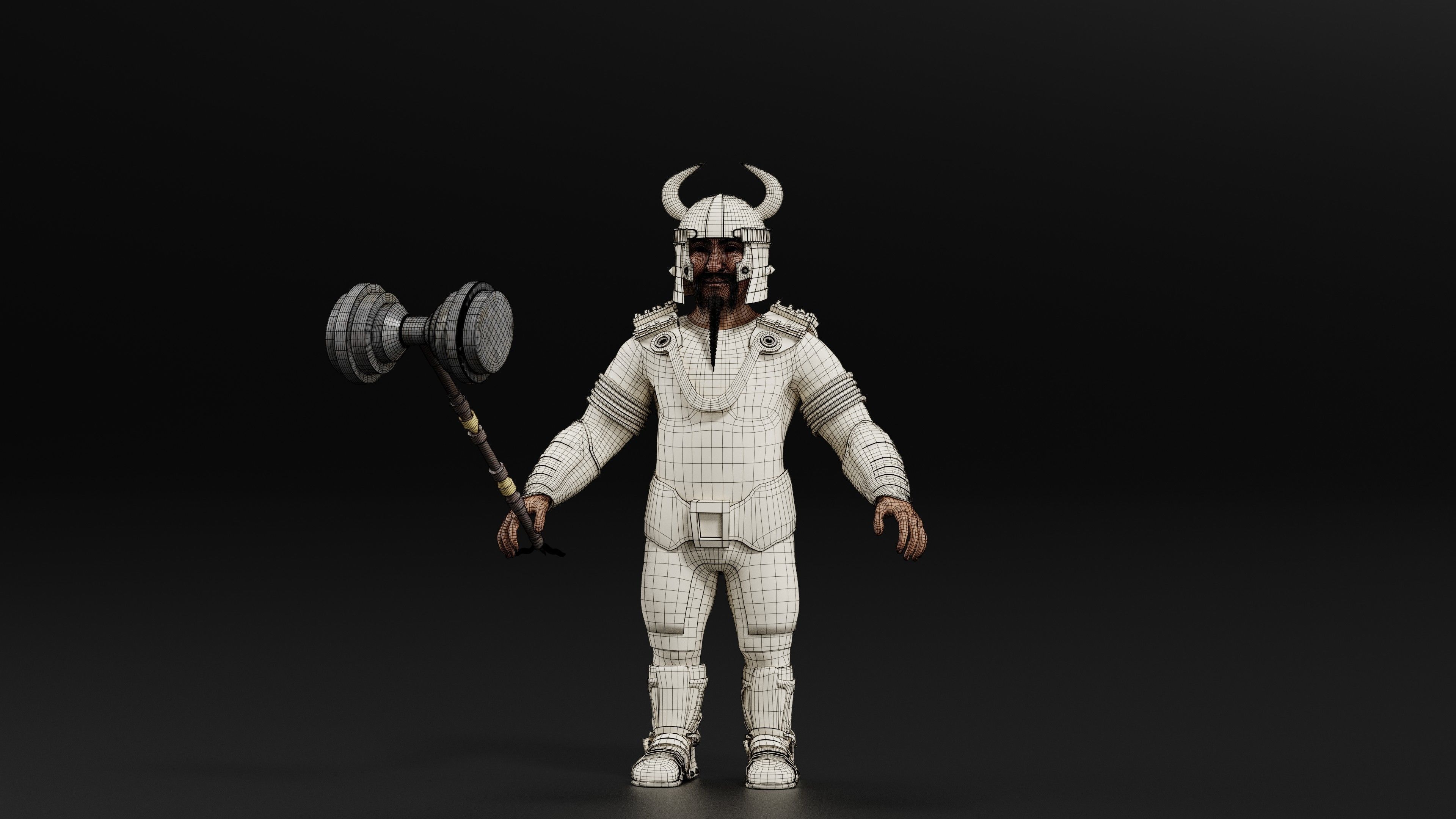 Dwarf Low-poly 3D model_5