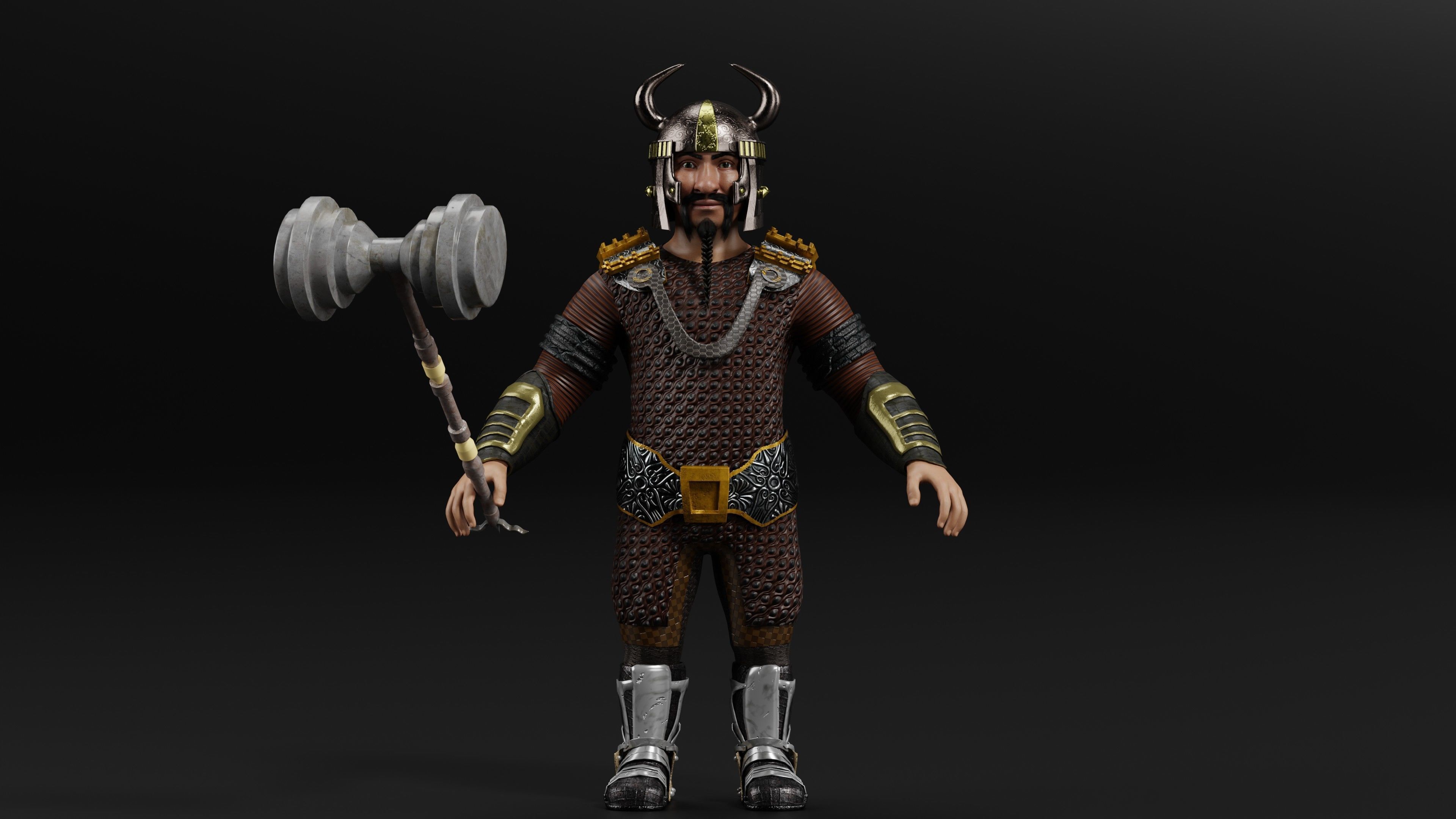 Dwarf Low-poly 3D model_2