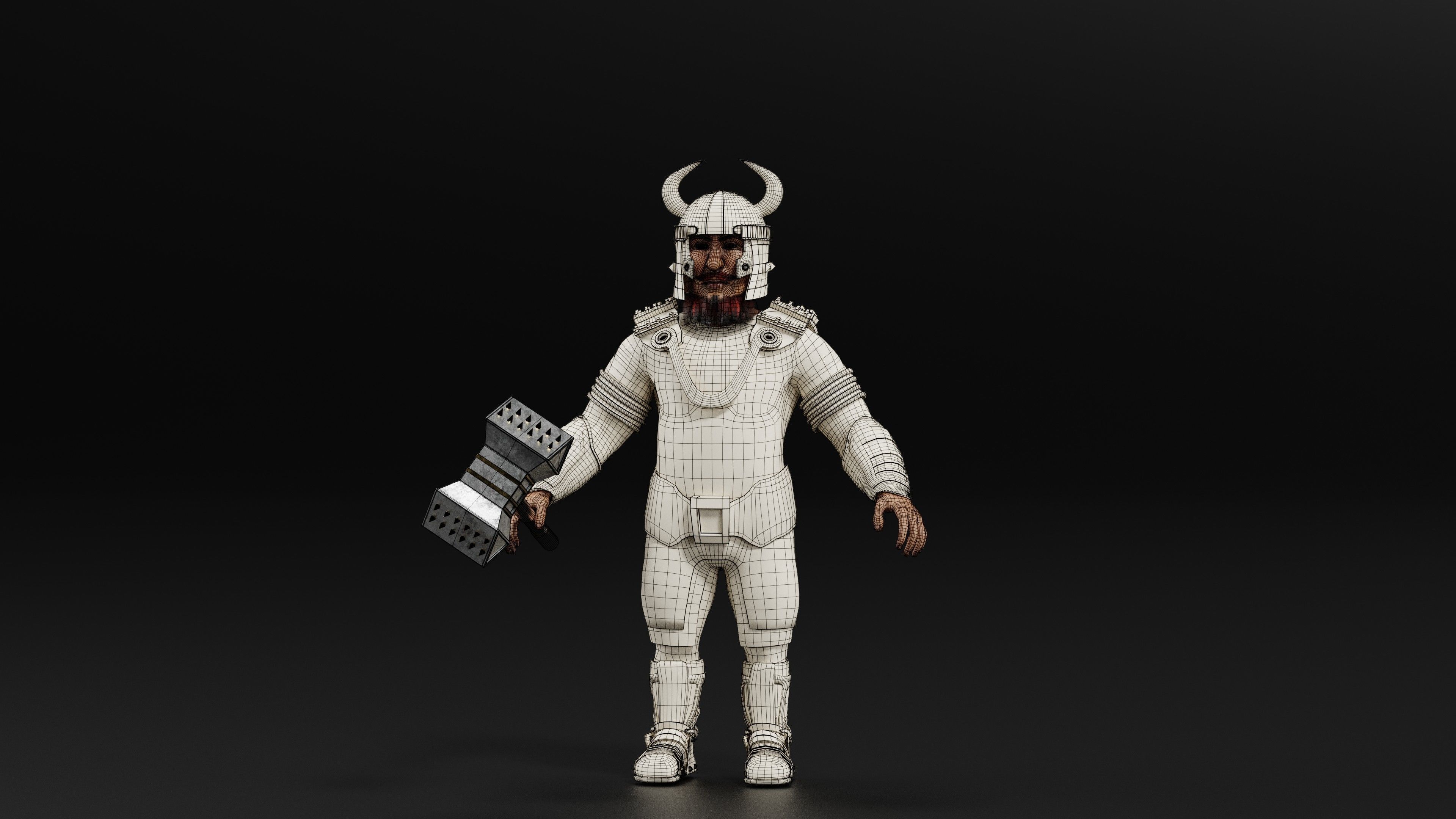 Dwarf Low-poly 3D model_5