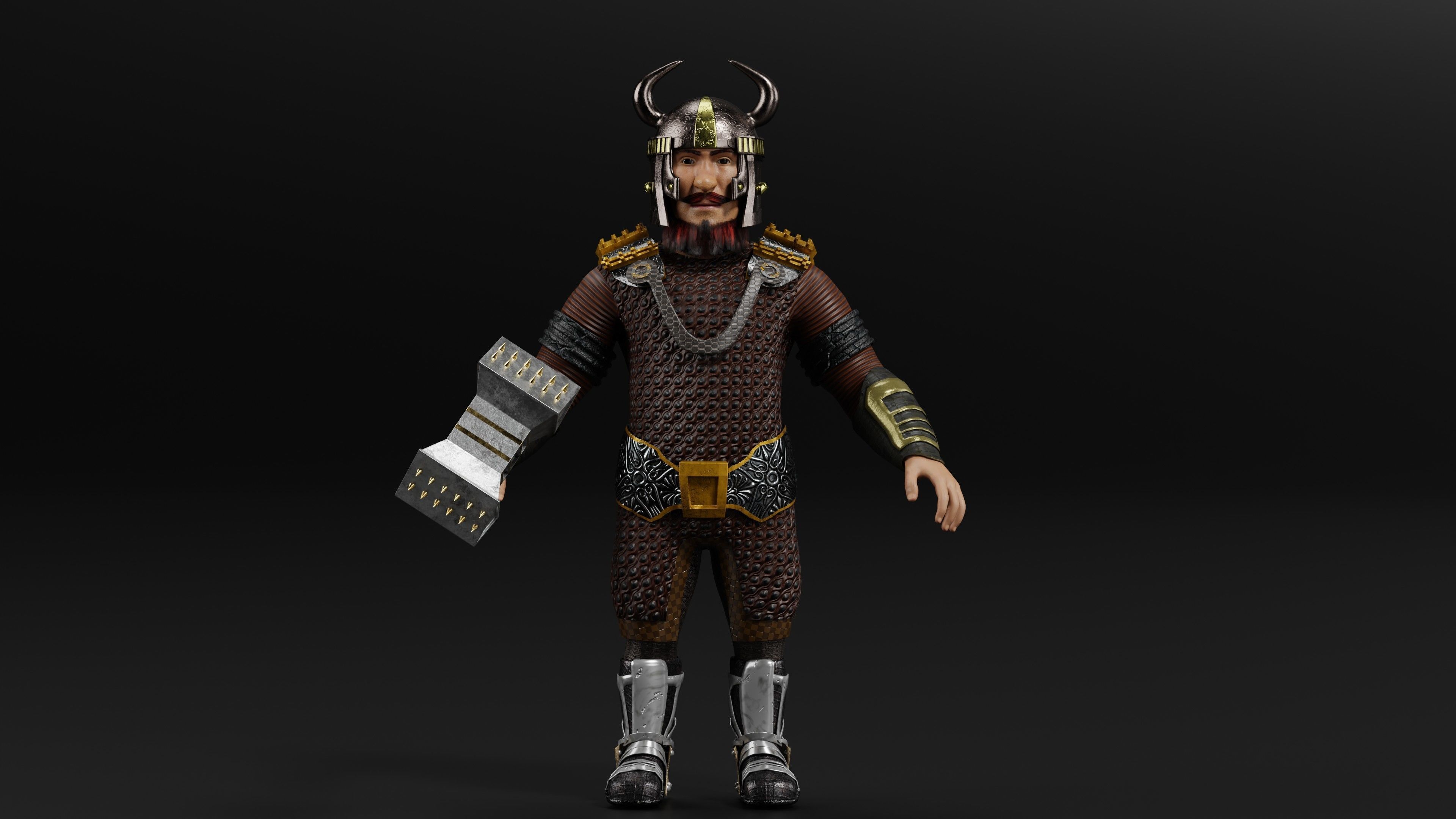 Dwarf Low-poly 3D model_2