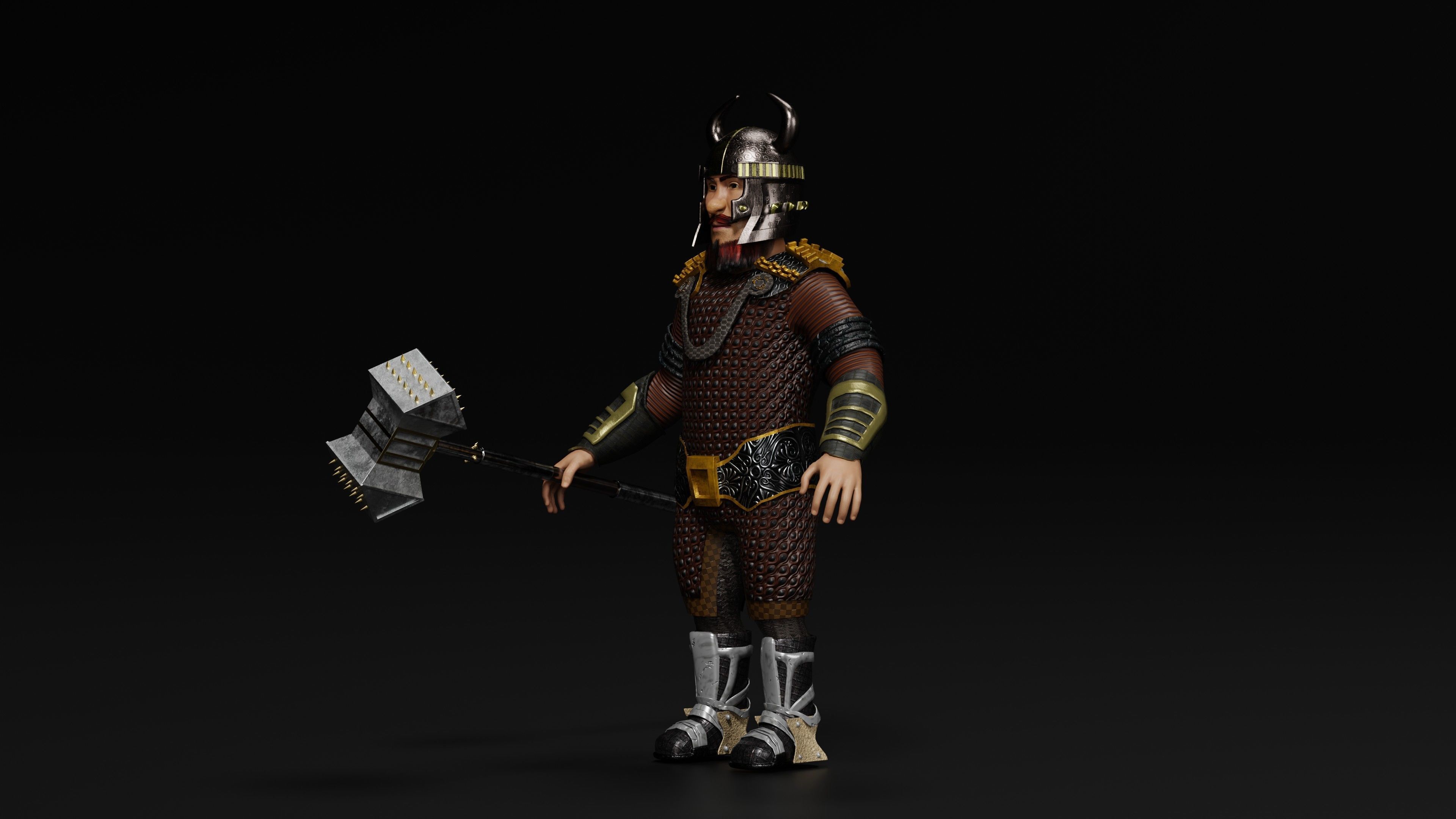 Dwarf Low-poly 3D model_4