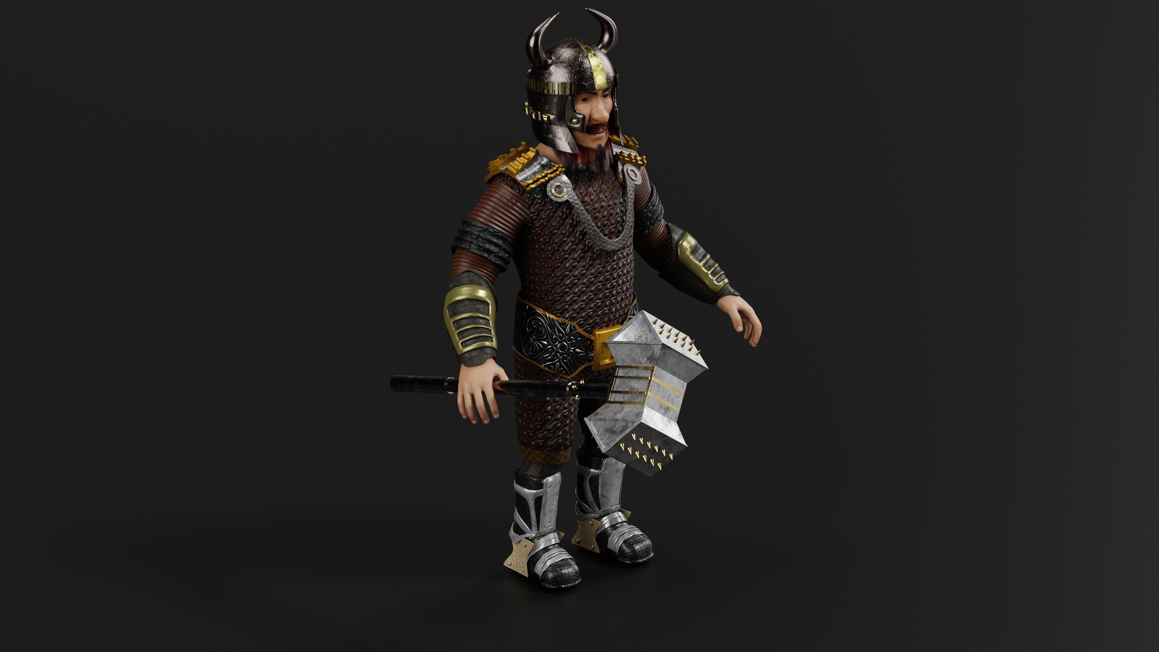Dwarf Low-poly 3D model_3