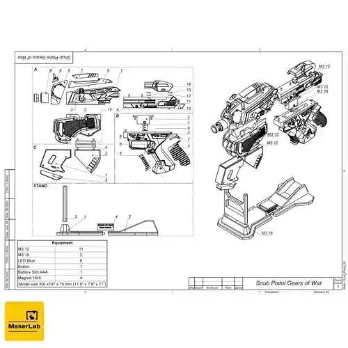 Snub Blaster - Gears of War - STL CAD bundle - Commercial Use