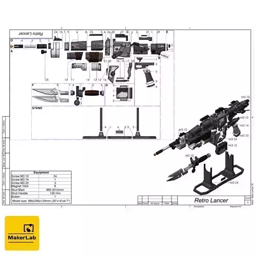 Retro Lancer - Gears of War - STL CAD bundle - Personal Use 3D print model