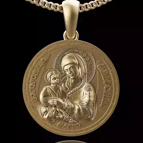 Holy marry pendant silver gold printable jewelry 3D model