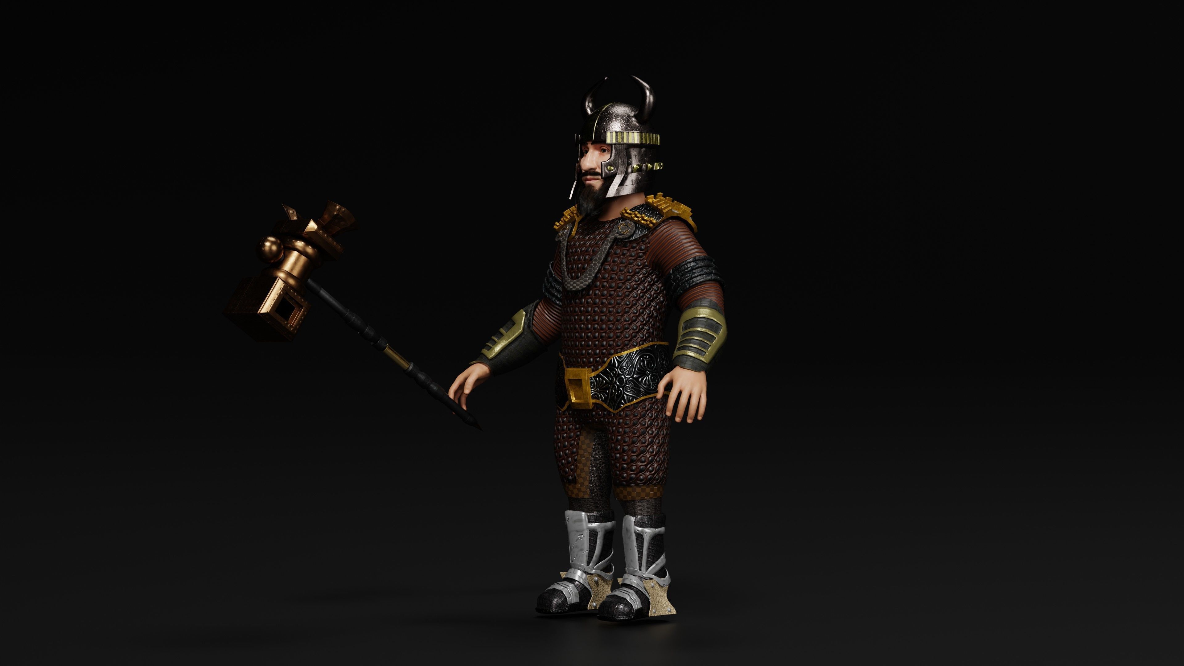Dwarf Low-poly 3D model_4
