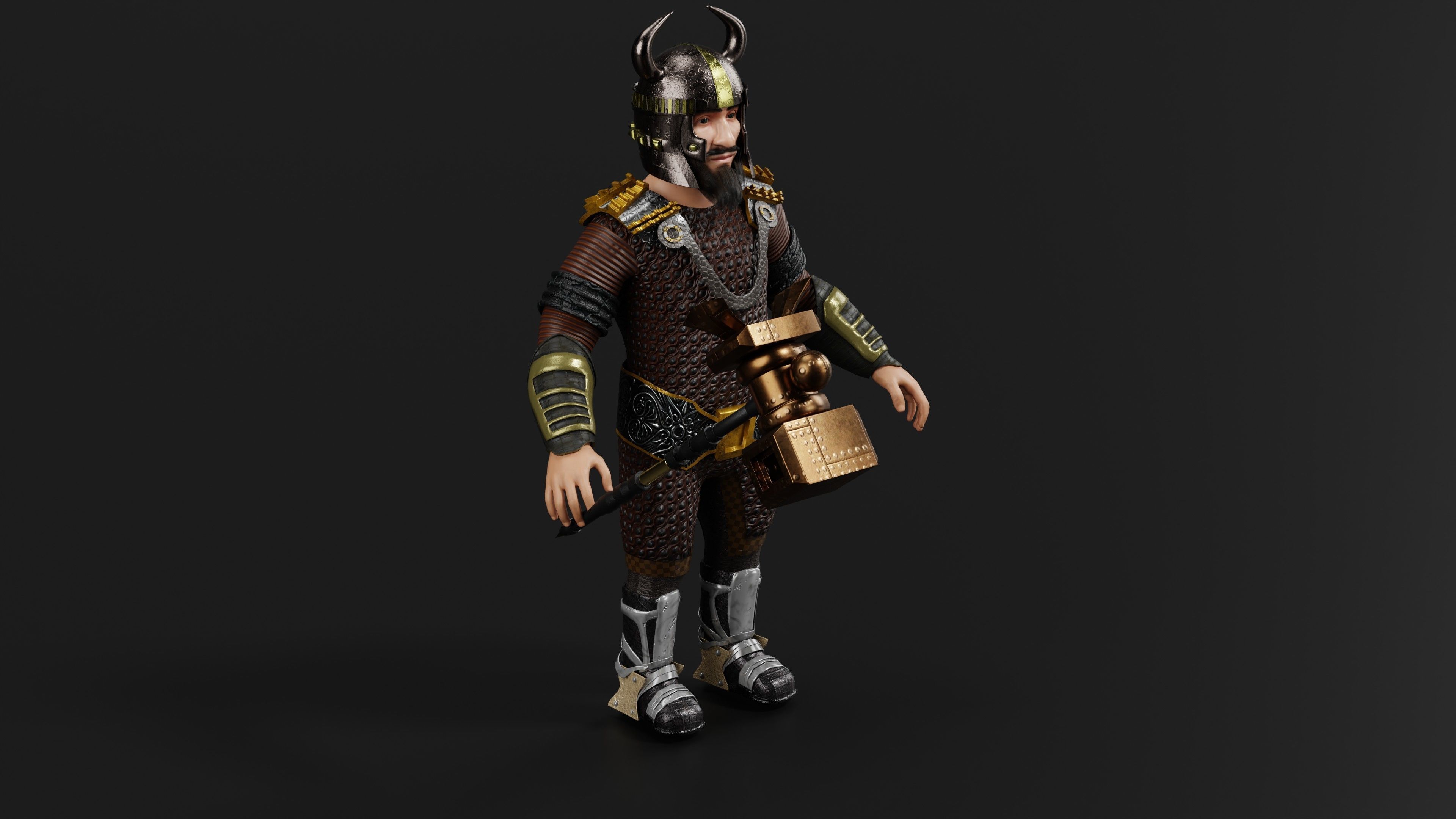 Dwarf Low-poly 3D model_3