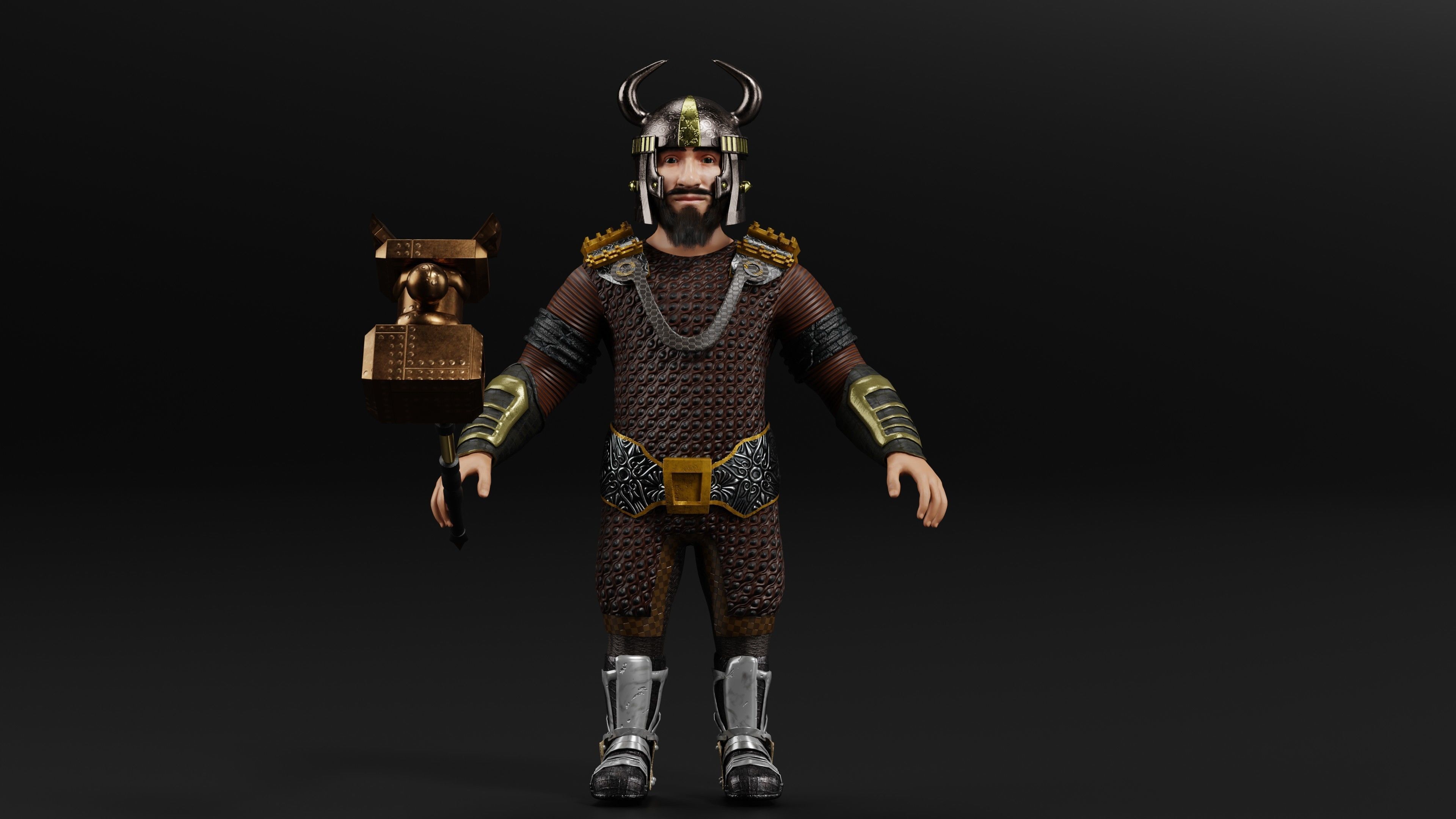Dwarf Low-poly 3D model_2