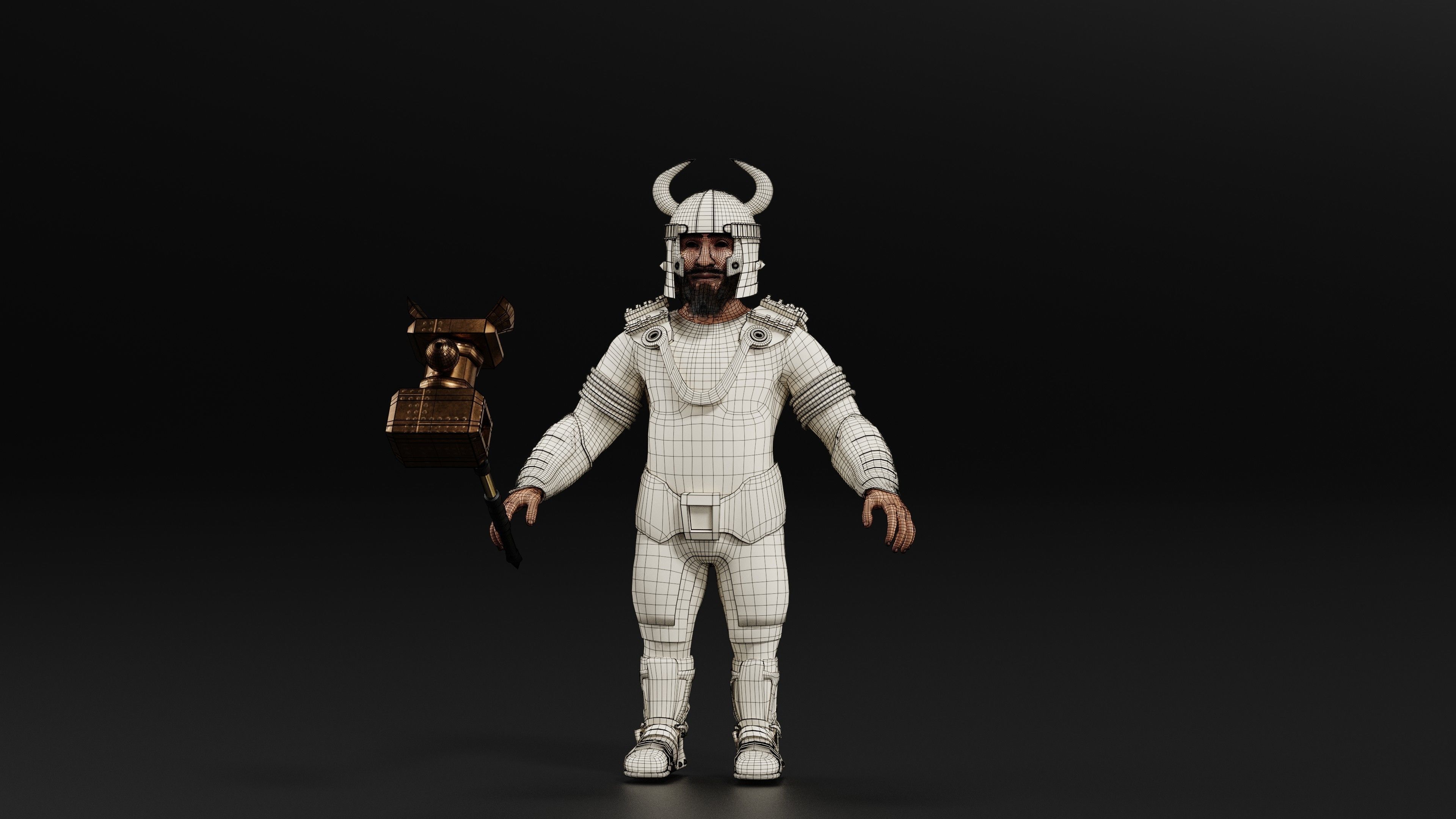 Dwarf Low-poly 3D model_5