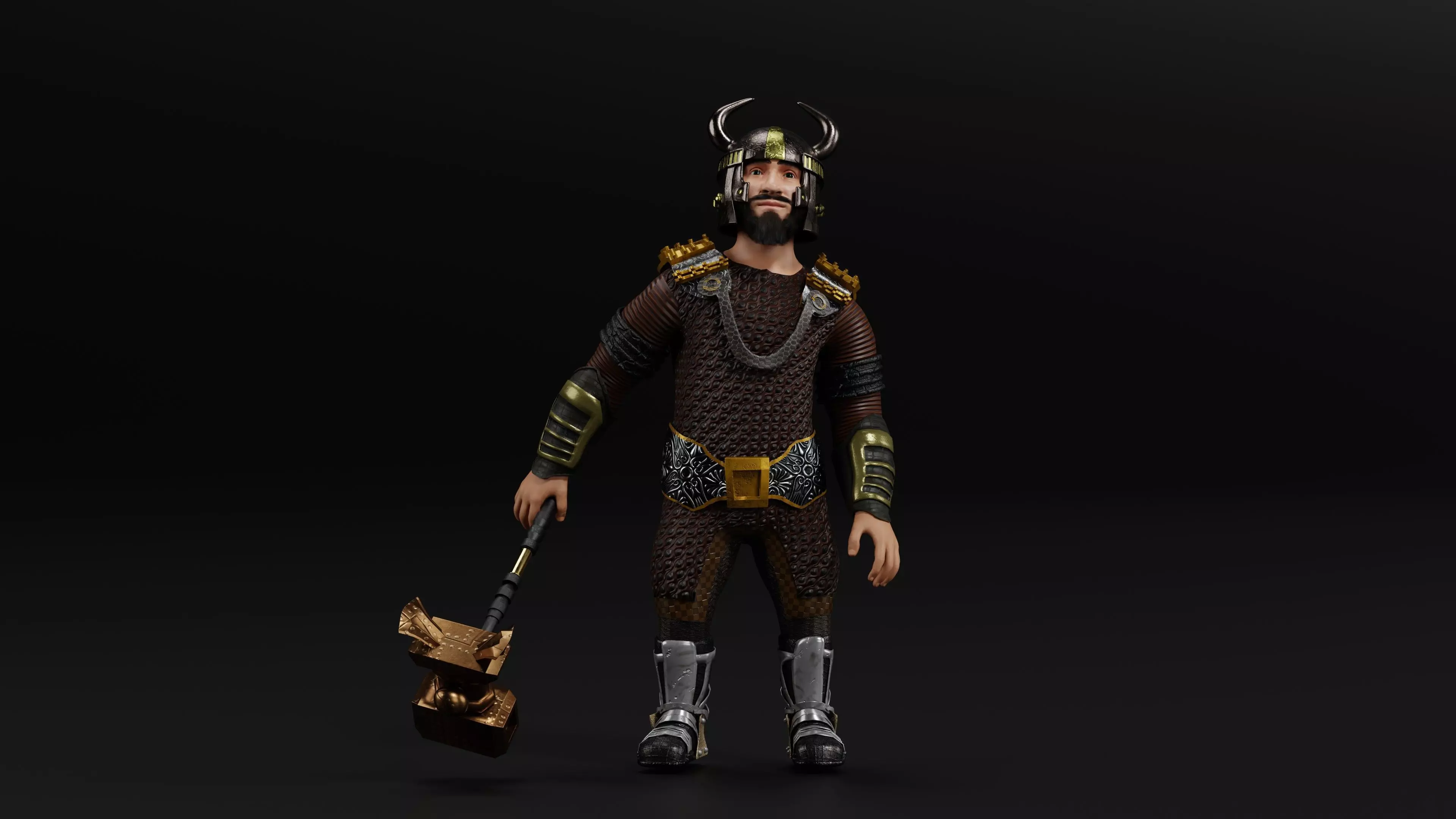 Dwarf Low-poly 3D model_0