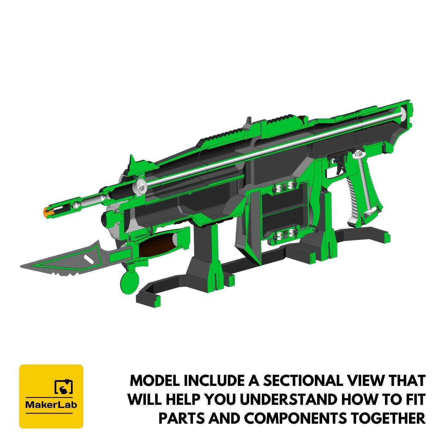 Retro Lancer - Gears of War - STL CAD bundle - Commercial Use 3D print model_12