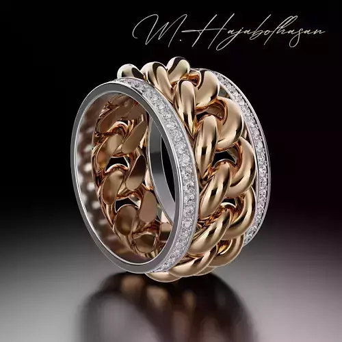Unique Chain Link Ring 3D print model
