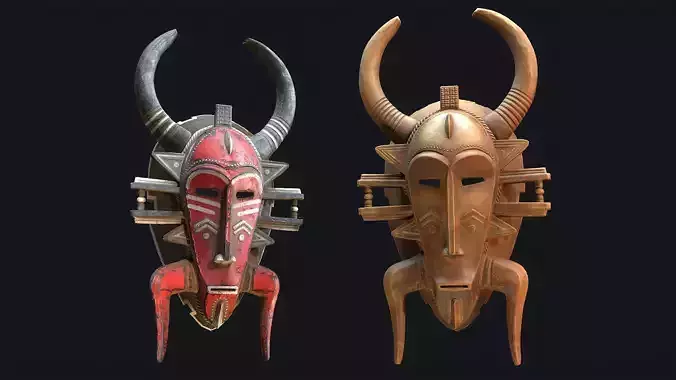 African mask 9 Low-poly 3D model
