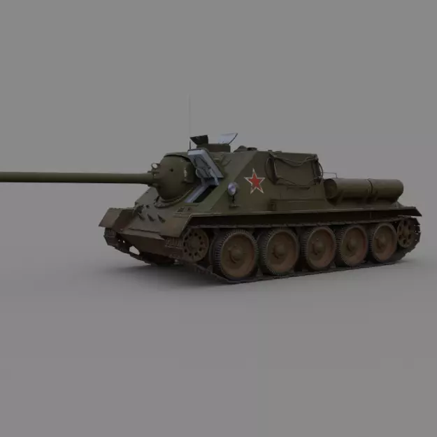 Su 100 tank destroyer Soviet Summer camo Free 3D model