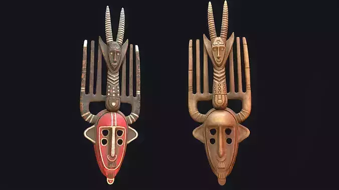 African mask 10 Low-poly 3D model