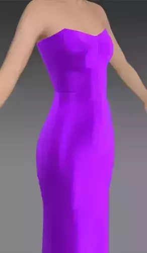 Dress purple color silk satin