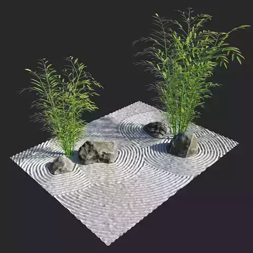 Lowpoly Japanese Rock Zen Garden 06 - PBR