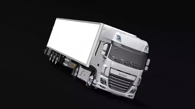 2018 DAF 106 XF EURO 6 4X2 Cold Store Trailer Low-poly 3D model