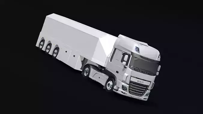 2018 DAF 106 XF EURO 6 4X2 Inloader Trailer Low-poly 3D model
