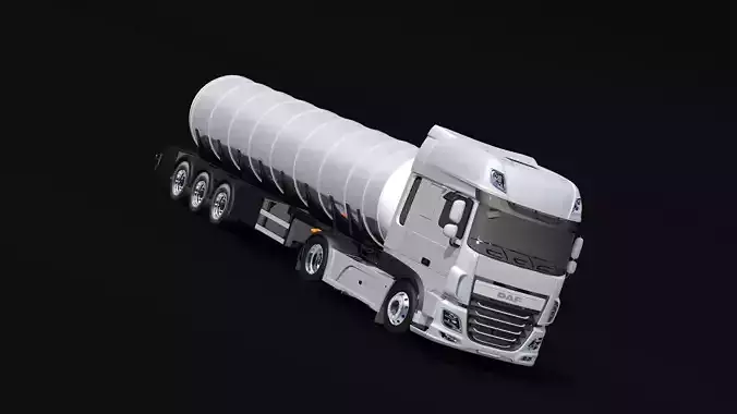 2018 DAF 106 XF EURO 6 4X2 Tank Trailer Low-poly 3D model