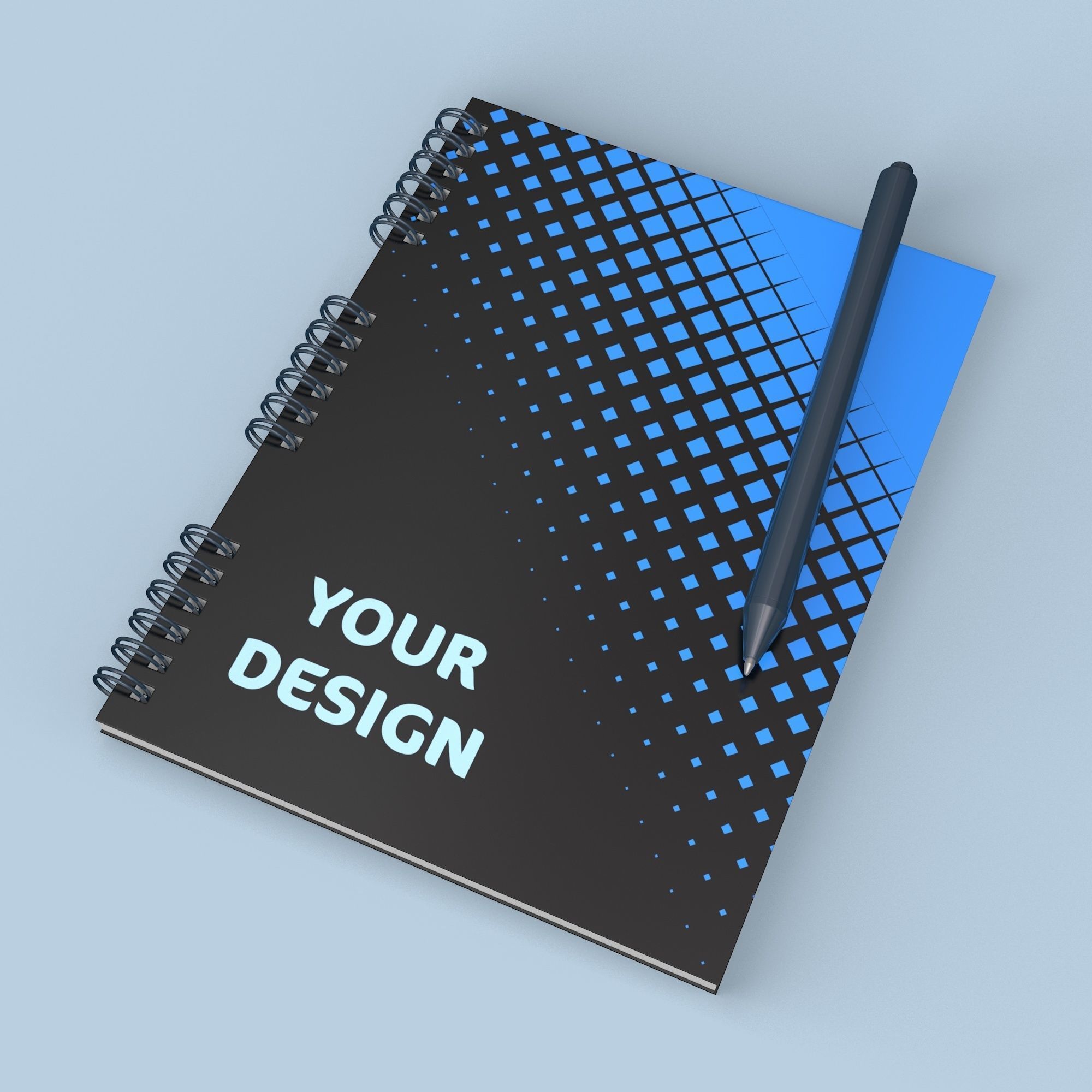 Notepad with Pen 3D model_4