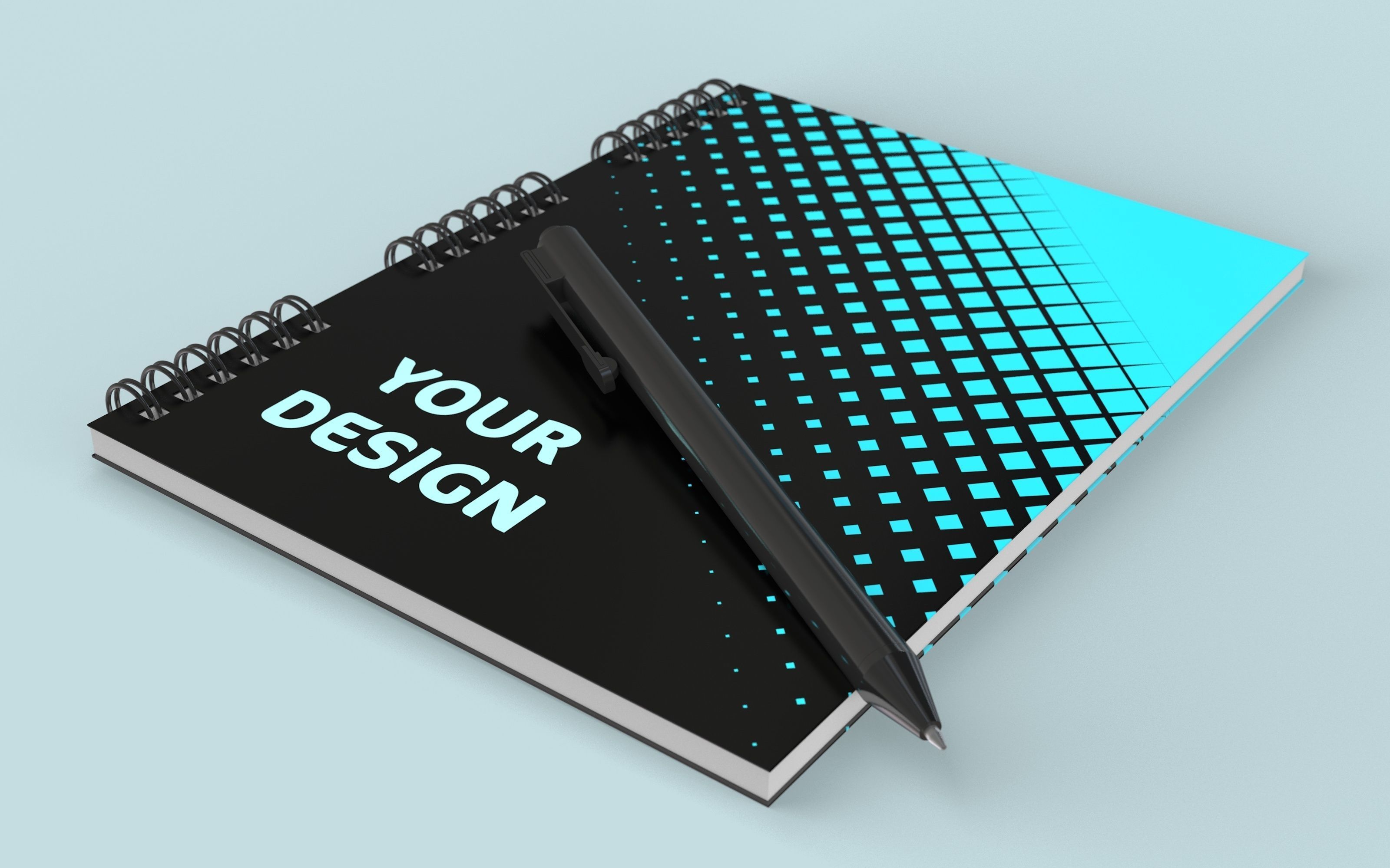 Notepad with Pen 3D model_1
