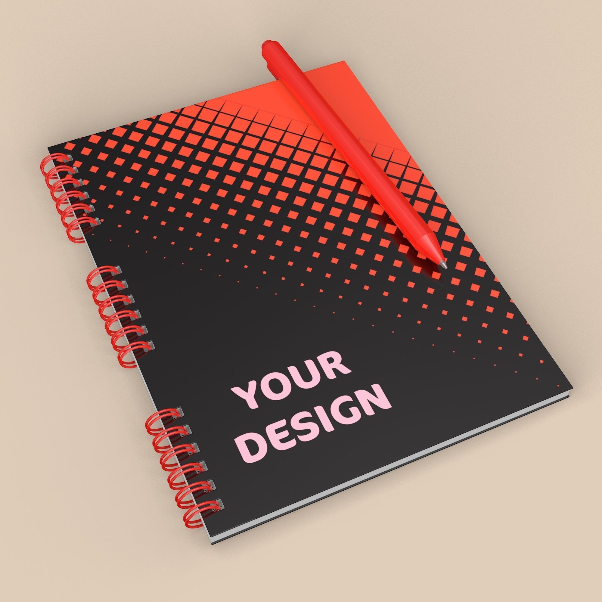Notepad with Pen 3D model_2