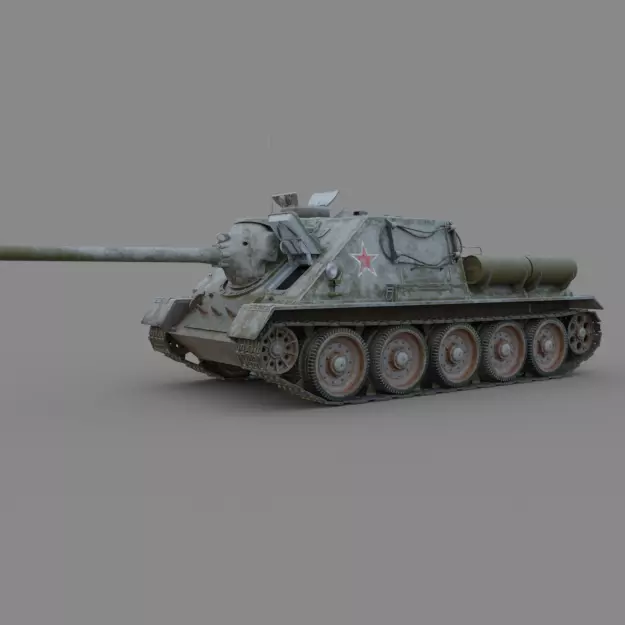 Su 100 tank destroyer Soviet Winter camo Free 3D model