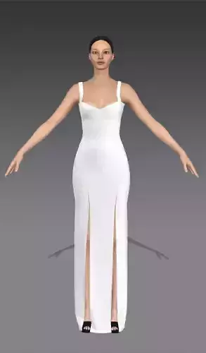 Dress white color strap shoulder