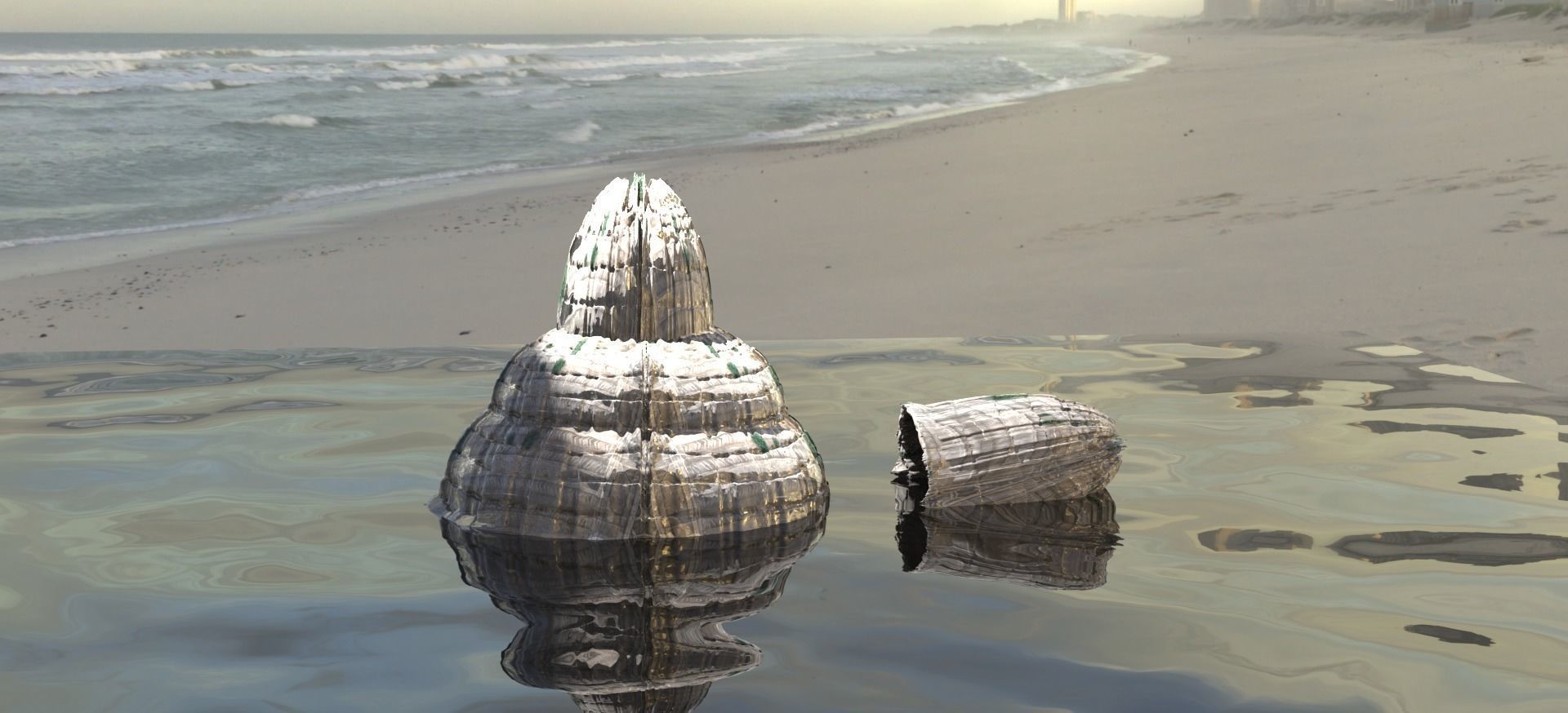 Carved Sea shell rock stones  2 versions  Low-poly 3D model_3