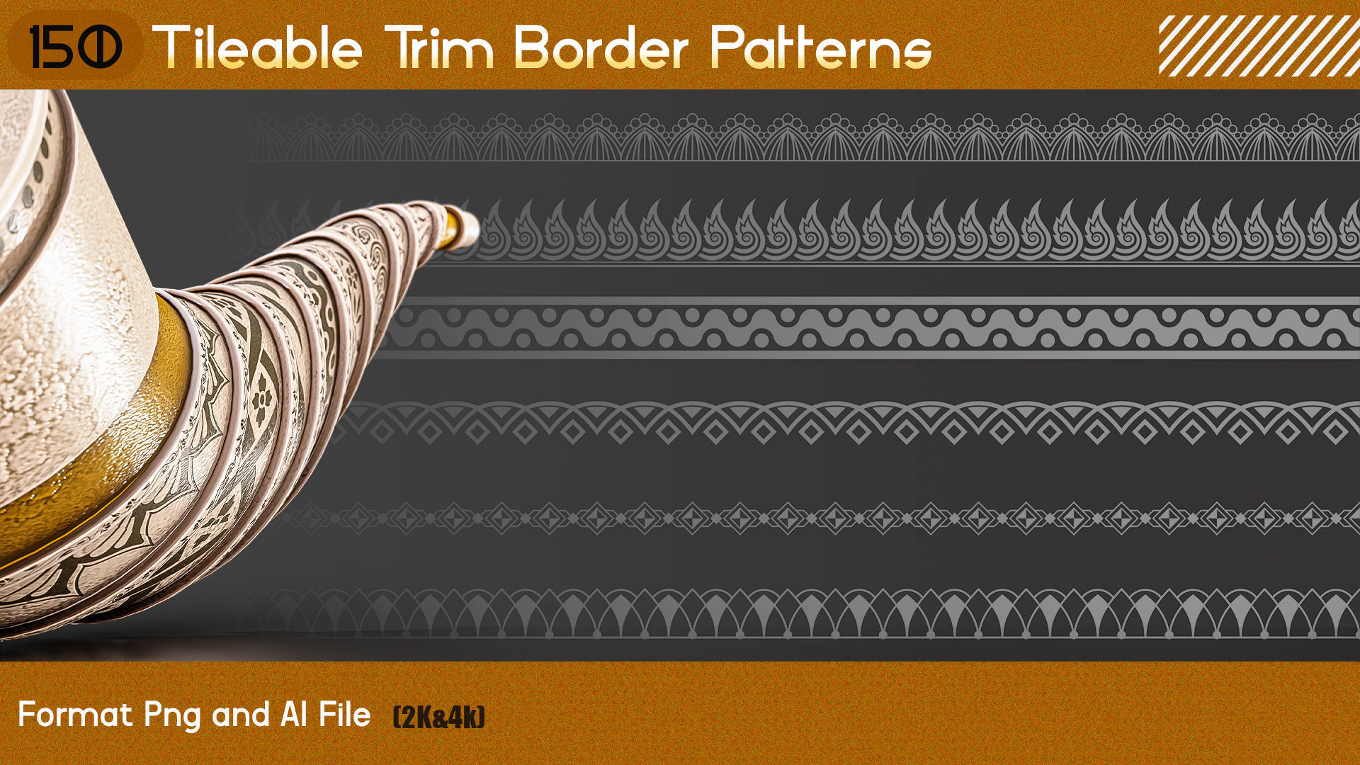 Modern Border Pattern - Alpha Brush Texture | CGTrader