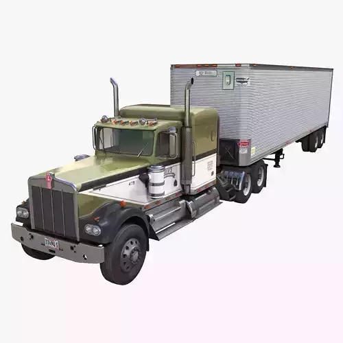 Kenworth W900A dry van Low-poly 3D model