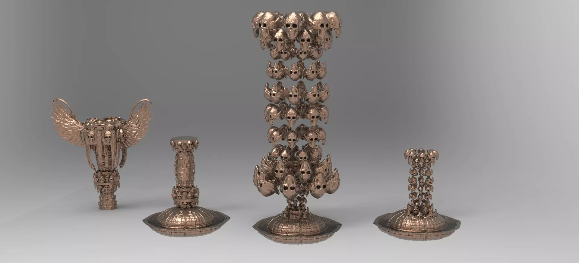 Crypt keeper Scull fountain explosion collection 3D model_0