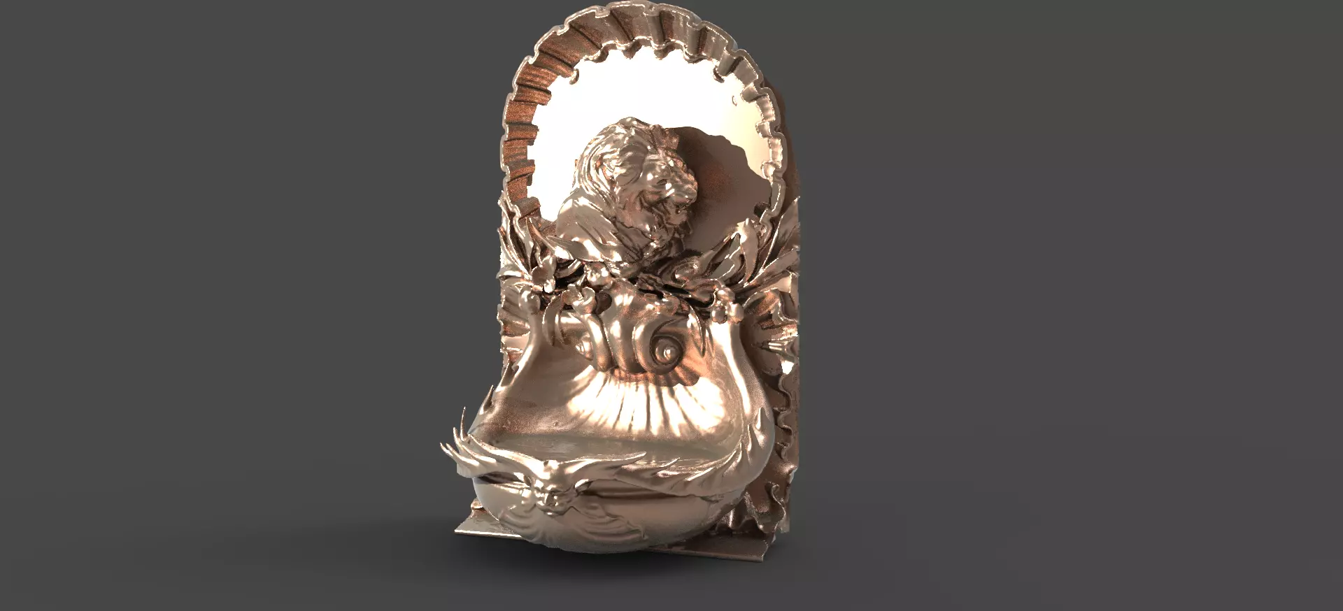 Baroque Lionmane fountain sculpture 3D model_0