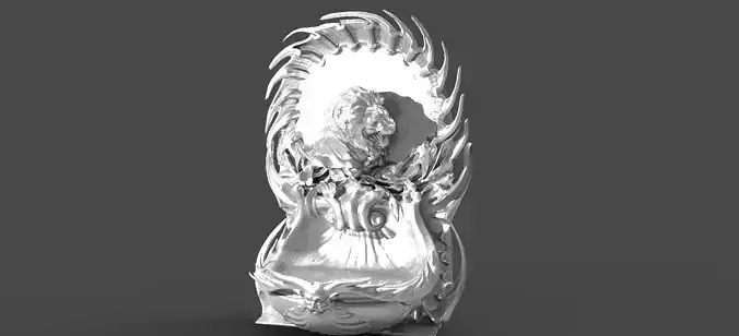 Baroque Lionmane fountain sculpture curved 3D model