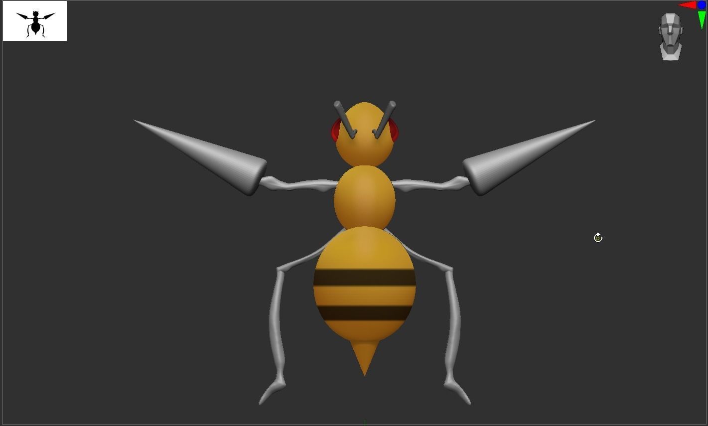 Beedrill Pokemon taxidermy 3D print model_4