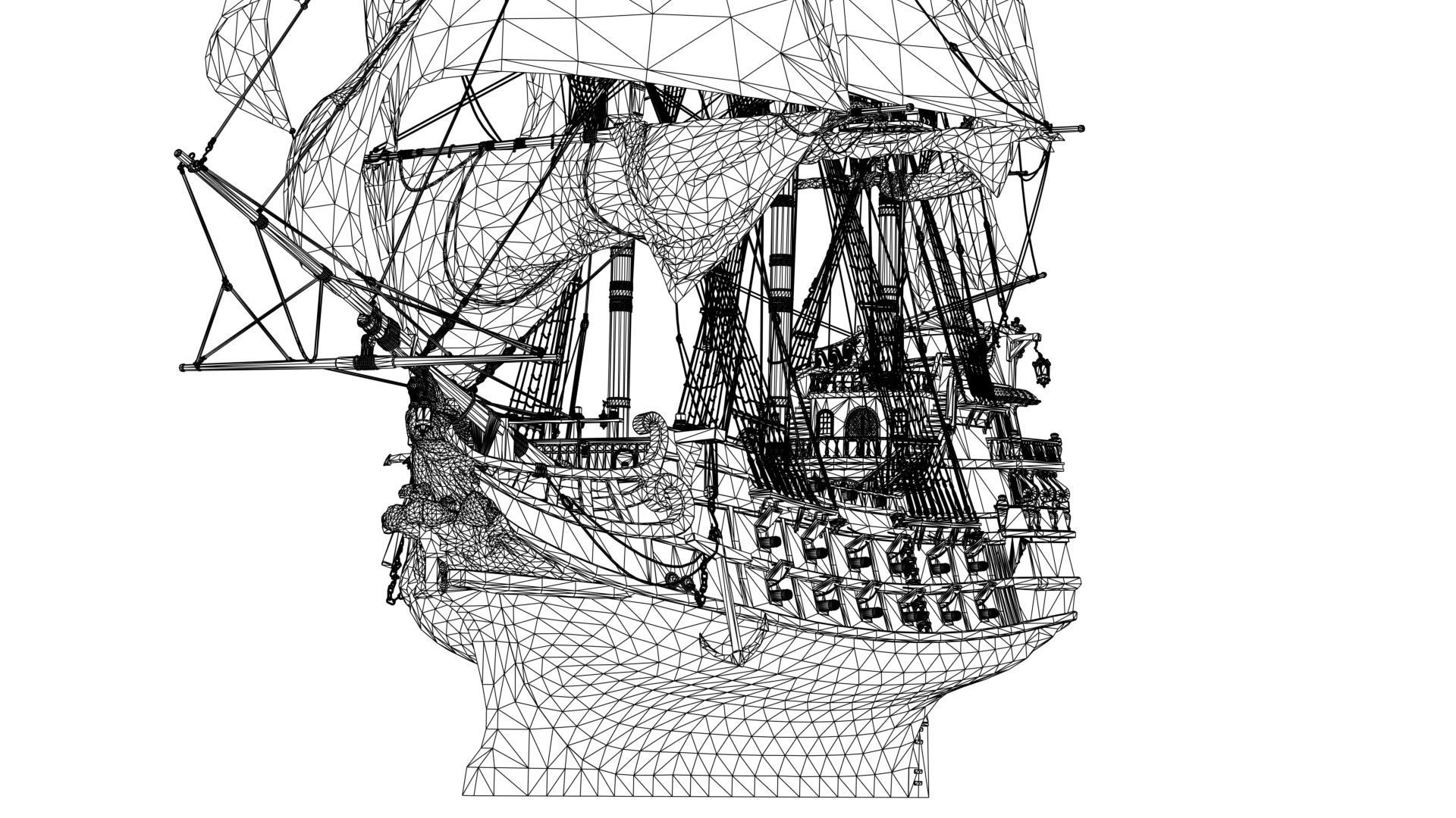 Pirate Ship with PBR Textures 3D model_7