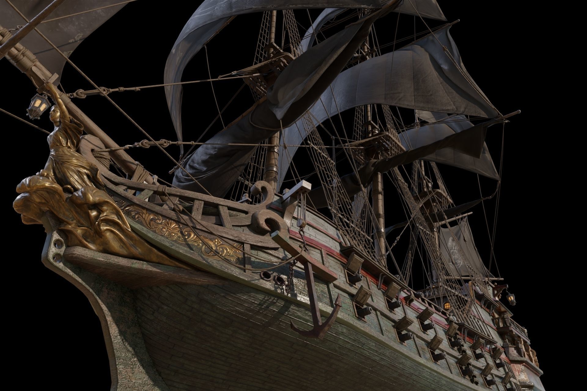 Pirate Ship with PBR Textures 3D model_4