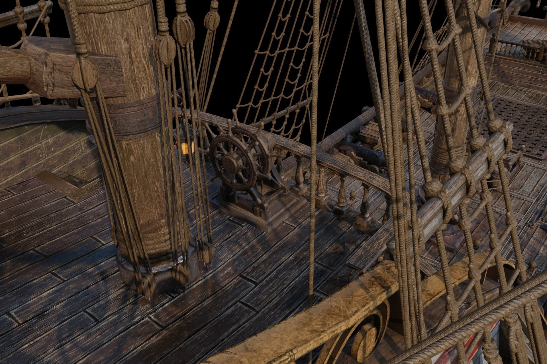 Pirate Ship with PBR Textures 3D model_2