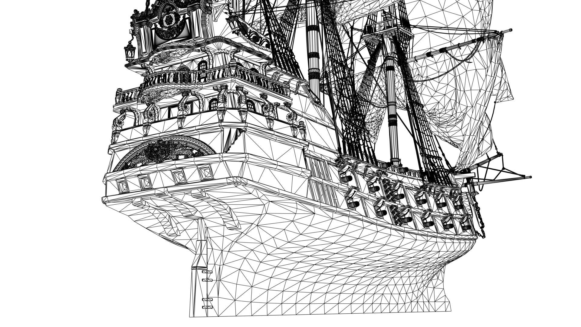 Pirate Ship with PBR Textures 3D model_5