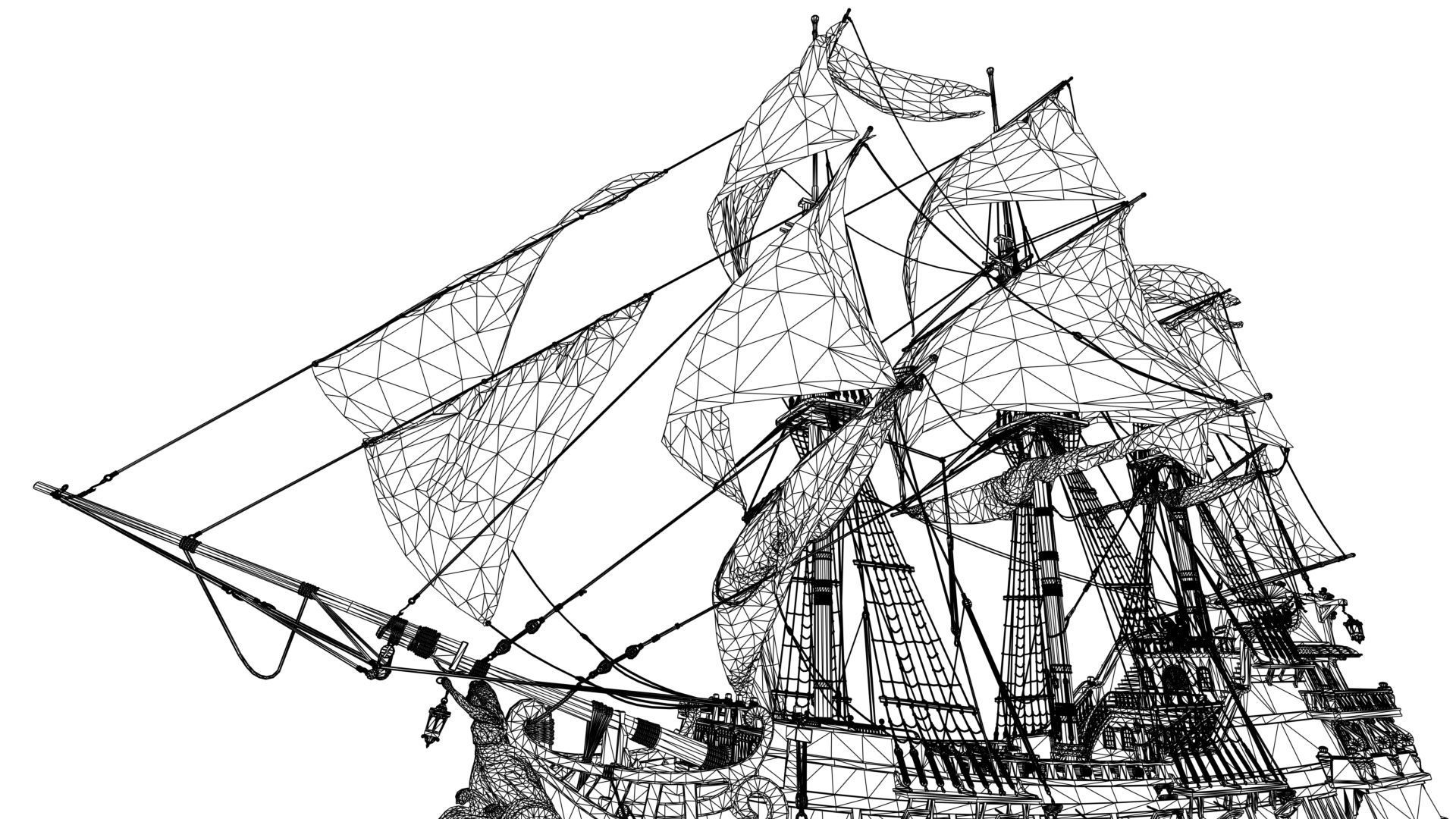 Pirate Ship with PBR Textures 3D model_8