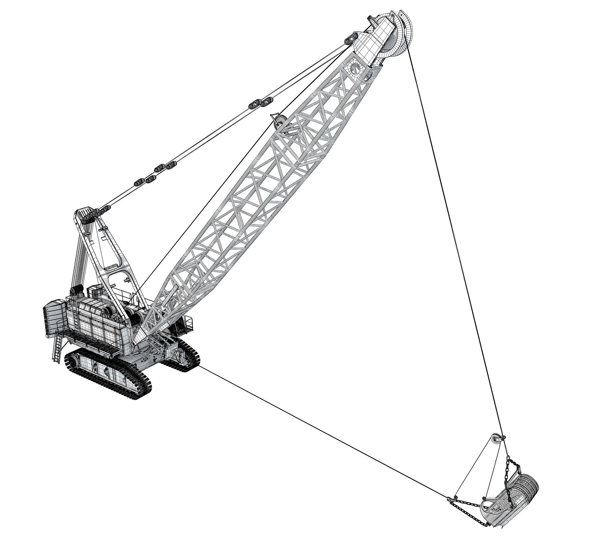 Mining Dragline Excavator 3D model_24