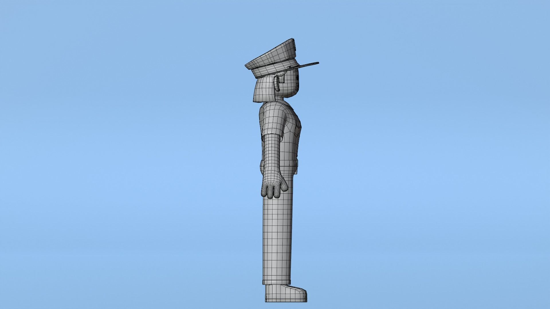 Minimal Female Police Cartoon Character Low-poly 3D model_21